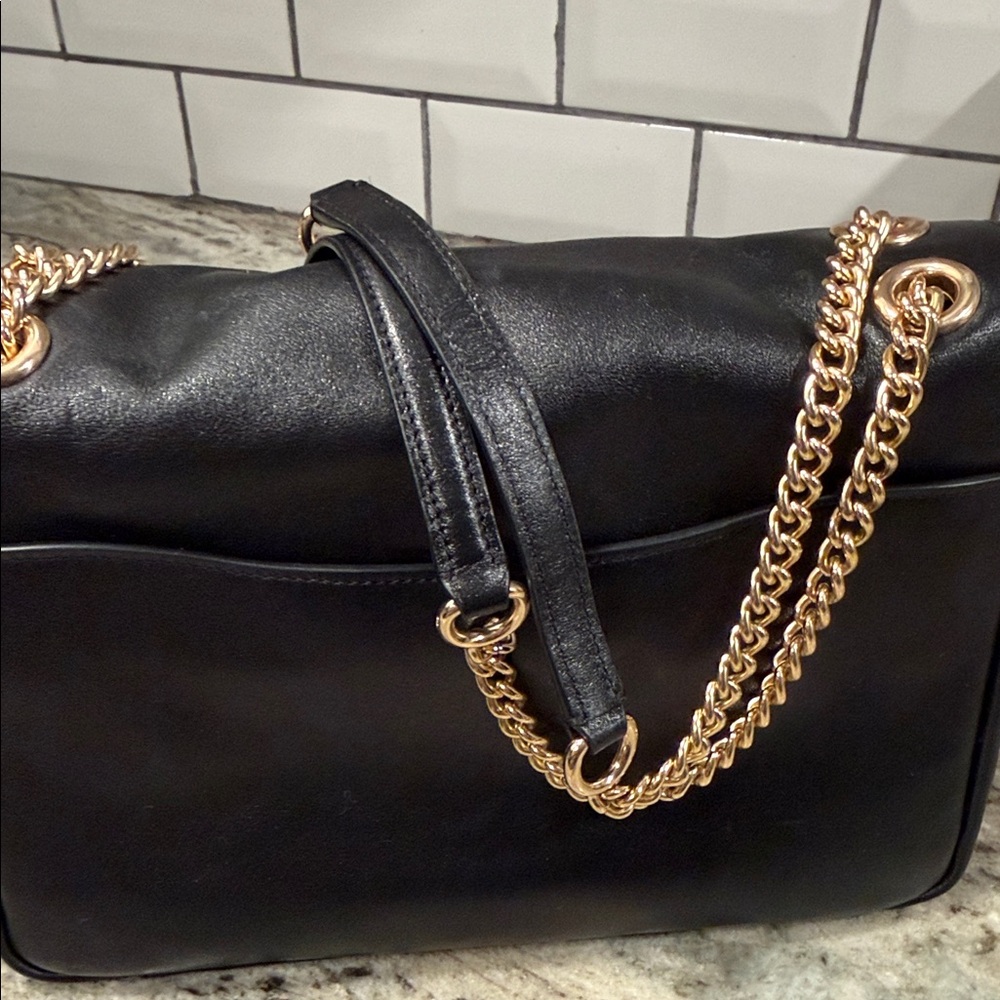 Coach Eloise   Black and Brown Shoulder Bag with Gold Chain - Picture 3 of 7